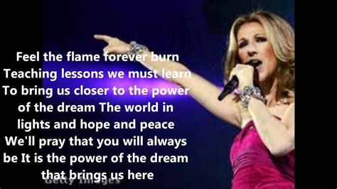 power of the dream celine|power of the dream lyrics.